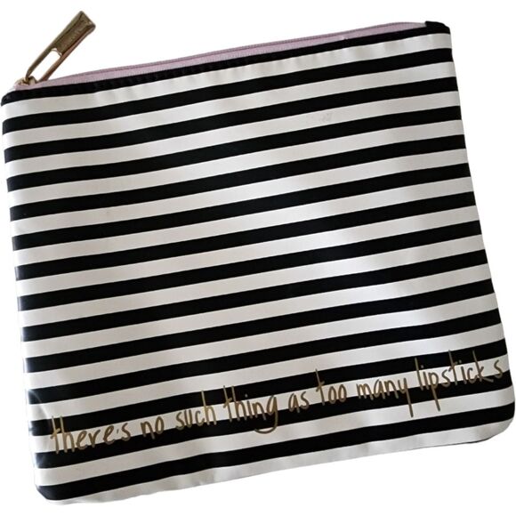 Balck & White Striped Cosmetic Pouch - Picture 2 of 5